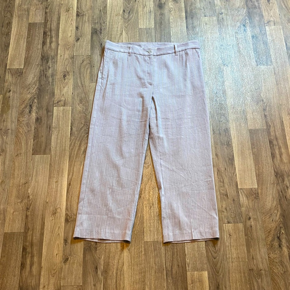 J Jill Linen Stretch Gray Pin Stripe Trouser Pants Size 14